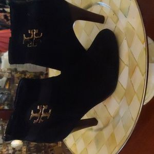Tory Burch black genuine suede leather ankle boots.  Size 7